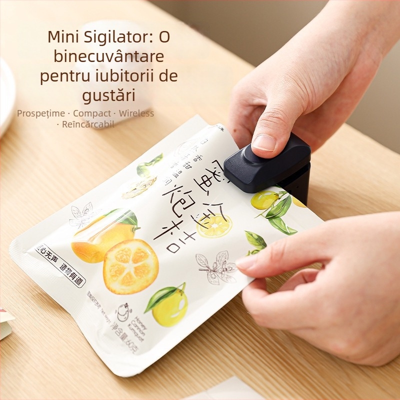 Mini mașină de sigilat gustări, clips de sigilare pentru pungi, presă manuală pentru sigilare