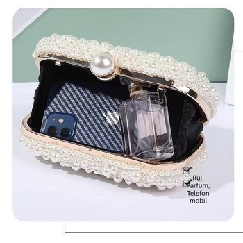 Geantă de seară cu perle, clutch premium pentru rochie de seară, geantă versatilă pentru purtare la umăr sau în mână.