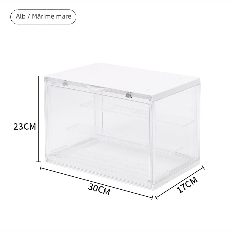 Dulap expunere din acril transparent, cu capac rabatabil, pentru depozitarea jucăriilor colecționabile, protecție împotriva prafului, 6 compartimente