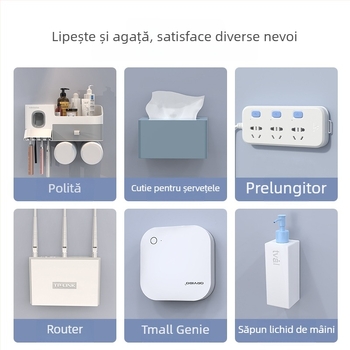 Suport montat pe perete pentru router și modem Wi‑Fi, instalare fără găuri, organizator pentru prelungitor