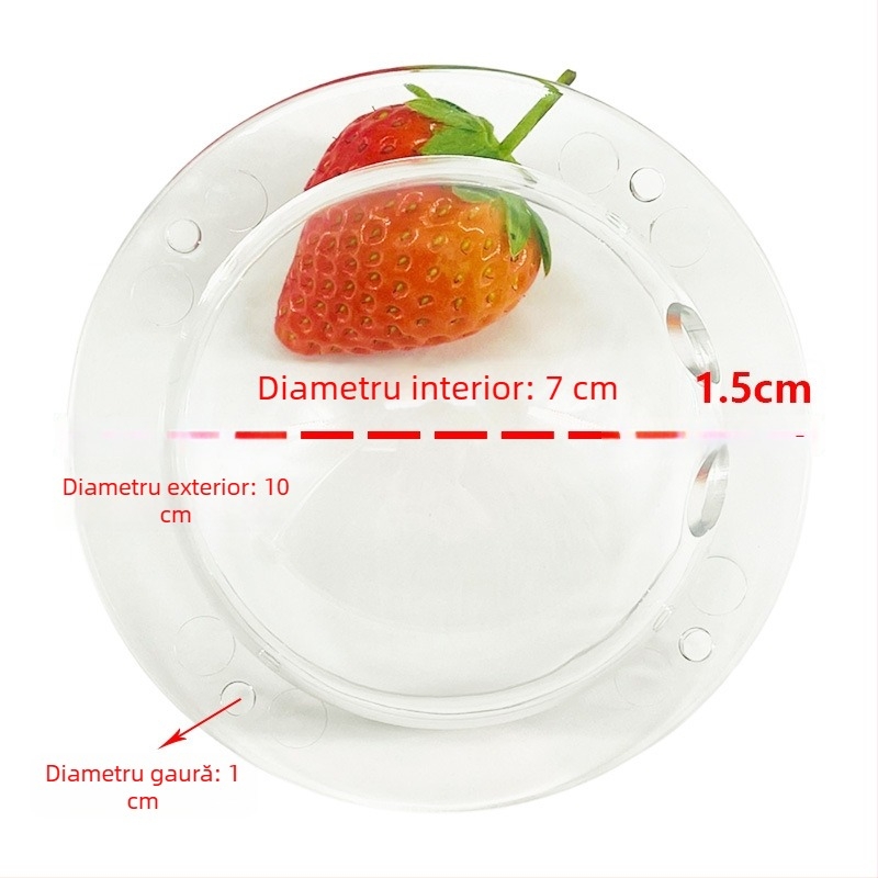 Capac semi-circular din acrilic pentru geantă pentru animale de companie mici, diametrul 10 cm, transparent și gros