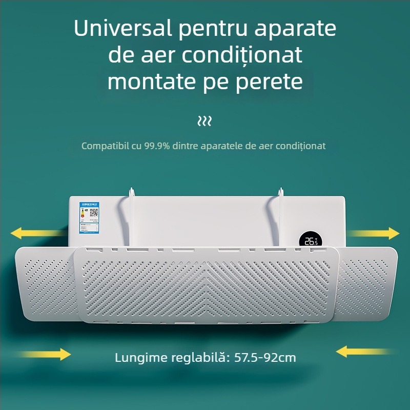Paravan extensibil pentru aer condiționat, universal, montaj pe perete, fără instalare, protecție împotriva curenților pentru sugari