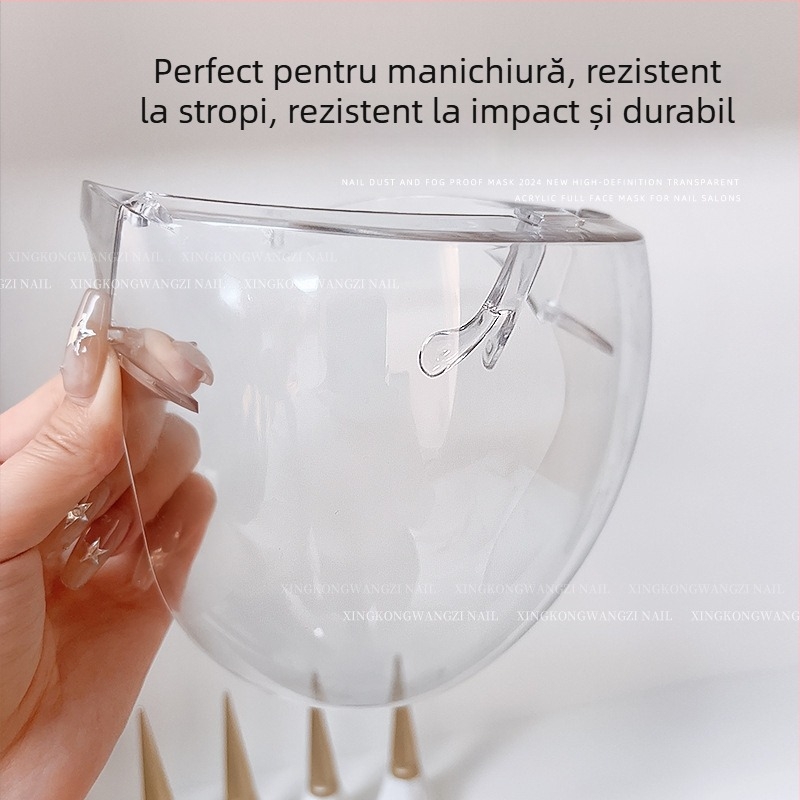 Capac din acril transparent pentru unghii, cu scut antifog pentru protecție la praf și îndepărtarea gelului