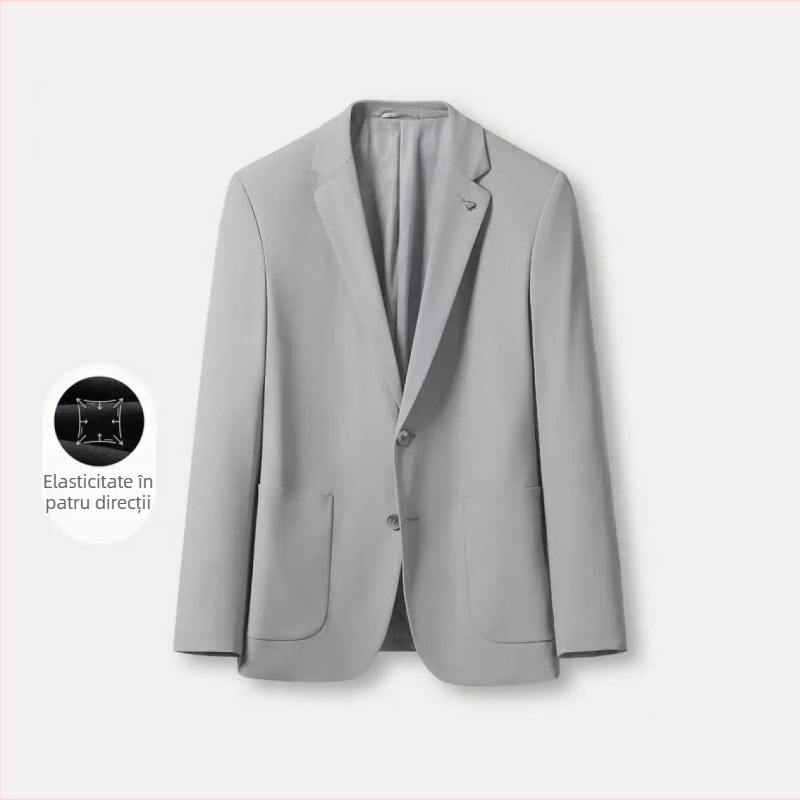 Nou sacou casual pentru bărbați, prietenos cu pielea, protecție UV, croială Slim Fit, elasticitate în patru direcții, rever notch, îmbrăcăminte de primăvară pentru afaceri