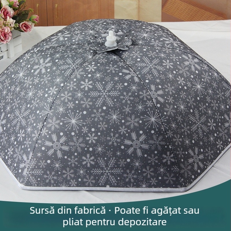 Capac izolant pentru mâncare, cu model de fulgi de zăpadă, pentru farfurii și boluri — protecție împotriva țânțarilor și insectelor
