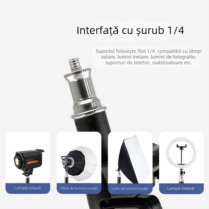 Suport pentru telefon pentru live streaming, trepied telescopic cu nivel, trepied pe podea pentru fotografie, înălțime 2,1 m