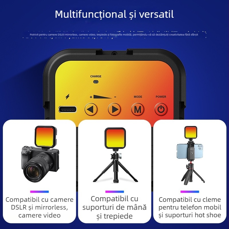 Lumină de completare pentru protecția ochilor, lampă foto mică, reglabilă, Bluetooth, pentru streaming live de înfrumusețare, suport telefon cu clipsă