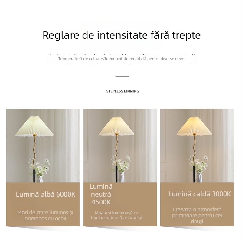 Lampa de podea LED Nordic minimalistă pentru living și dormitor, design din fier, finisaj negru sau alb