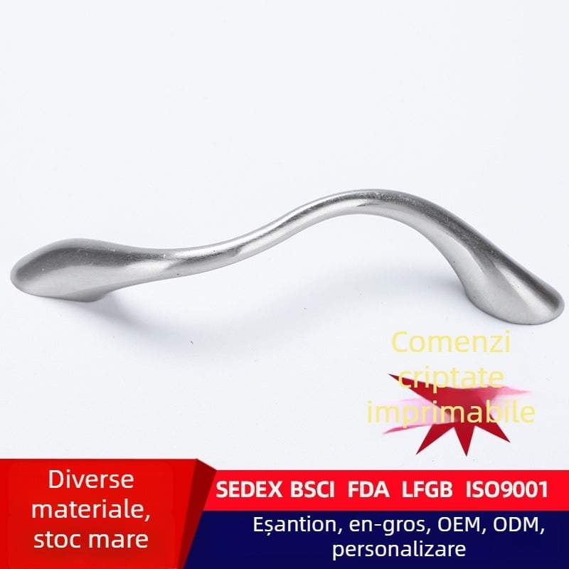 S-211 Mâner de dulap negru, curbat, stil clasic, design minimalist pentru sertare