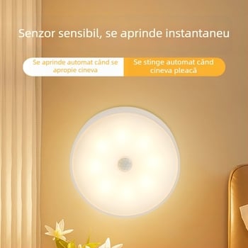 Lumină de noapte LED cu senzor de mișcare, atingere, alimentare USB, control vocal și control al luminii pentru garderobă și hol
