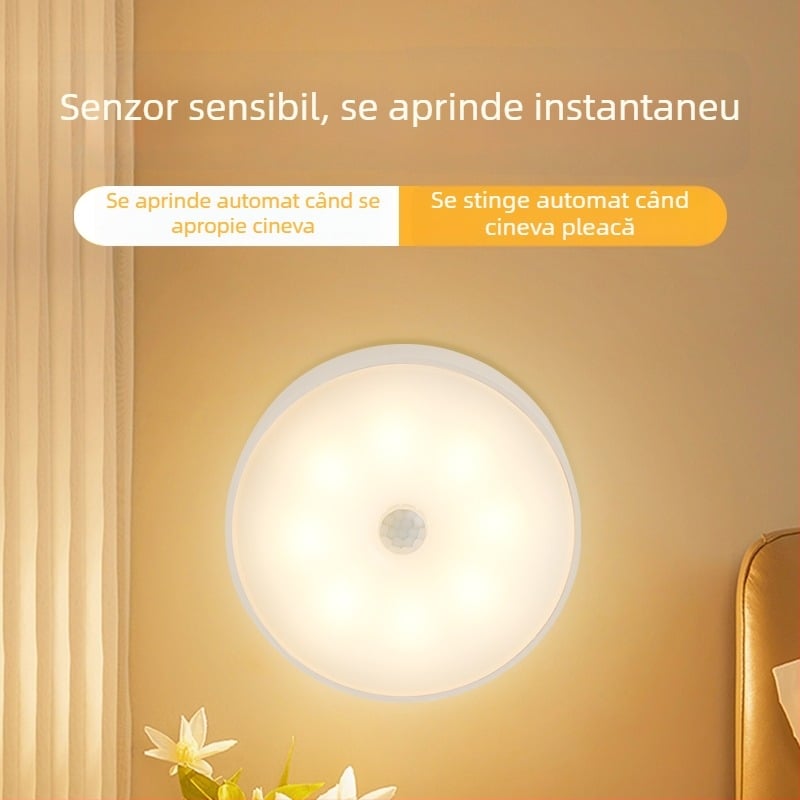 Lumină de noapte LED cu senzor de mișcare, atingere, alimentare USB, control vocal și control al luminii pentru garderobă și hol