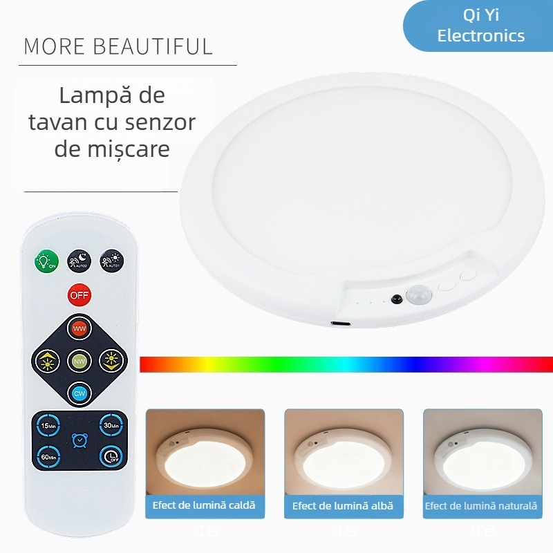 Lumină de noapte cu senzor de mișcare, încărcare magnetică inteligentă, pentru hol, cu 3 temperaturi de culoare
