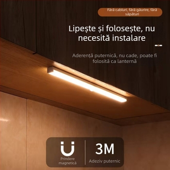 LGZM-001 lampă LED cu senzor, USB reîncărcabilă pentru dulapuri și intrare, bandă magnetică, lumină albă sau caldă, reglabilă, lungimi 10–50 cm