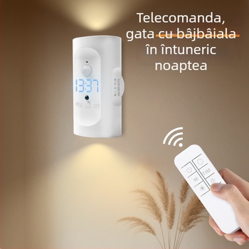 Lampă de noapte magnetică fără fir pentru perete, alimentată prin USB, fără cabluri sau găuri, control de la distanță, iluminare ambientală pentru dormitor
