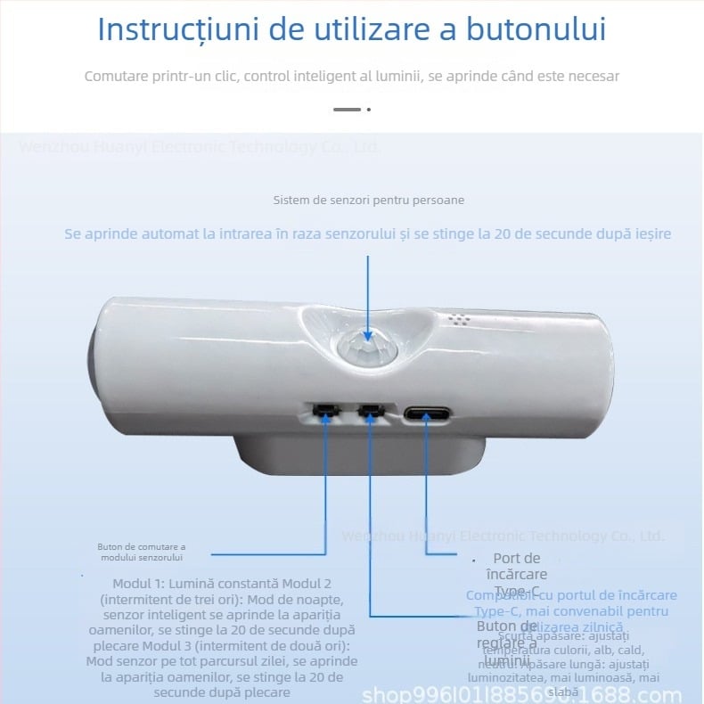 Lampă de perete cu senzor de mișcare, culoare multicoloră, reîncărcabilă, lampă de noapte în formă de deal, cu efect ambiental de ochi de pisică dublu
