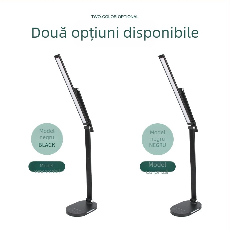 Lampă de birou LED cu rotație la 360°, pliabilă, control tactil inteligent, pentru studiu și citire, protecție oculară, lanternă de noapte reîncărcabilă, intensitate reglabilă