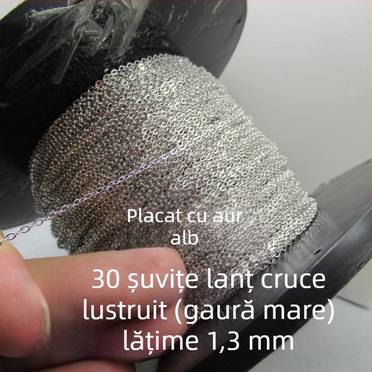 Materiale DIY pentru bijuterii din argint 925: lanț în formă de O, lanț cu cruce lustruit, lanțuri semi-finite în vrac, accesorii cu ciucuri
