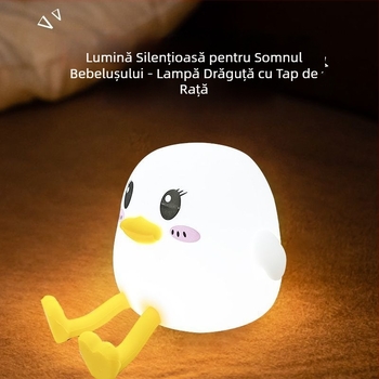 Doudou Duck Tap Lamp — Lampă de noapte din silicon cu senzor de mișcare, 7 culori + lumină caldă, lampă de noptieră pentru camera copiilor