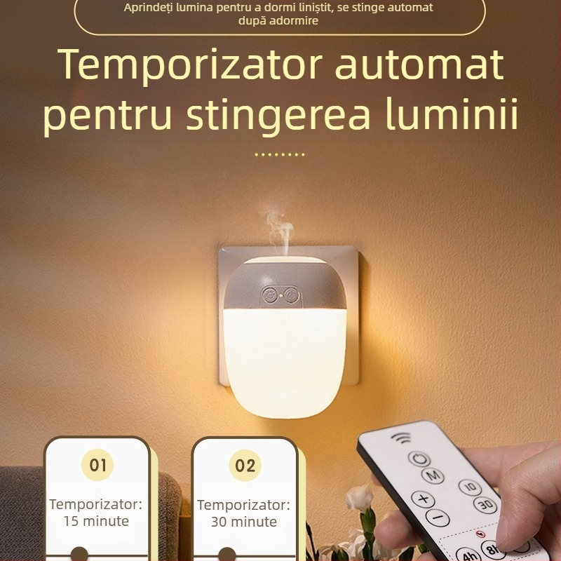 Lampă de noapte cu telecomandă pentru dormitor, alimentare la priză, senzor de lumină, protecție pentru ochi, lampă lângă pat pentru hrănirea bebelușului și lampă pentru copii cu repelent împotriva țânțarilor