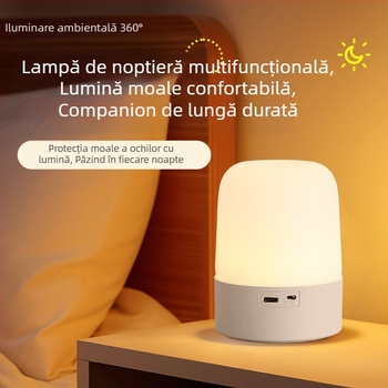 Lampă de noapte LED cu atingere, lampă pentru copii și ambient în dormitor, cu baterie încorporată