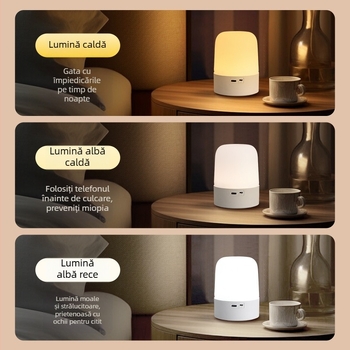 Lampă de noapte LED cu atingere, lampă pentru copii și ambient în dormitor, cu baterie încorporată