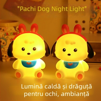 Pui de câine desenat cu pălărie – lampă de noapte luminoasă, jucărie decorativă cadou