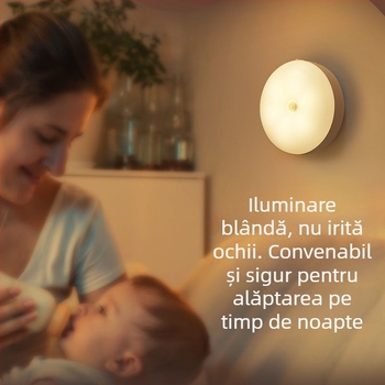 Lumină de noapte LED cu senzor de mișcare pentru dulap și noptiere, încărcare USB, lampă de dormitor cu reglare a luminii