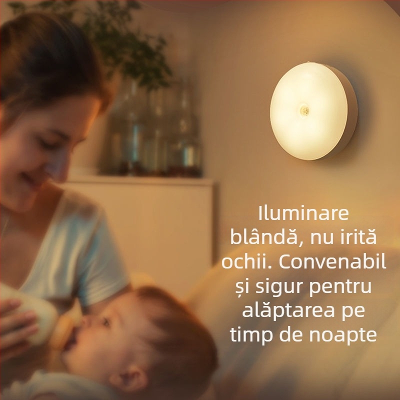 Lumină de noapte LED cu senzor de mișcare pentru dulap și noptiere, încărcare USB, lampă de dormitor cu reglare a luminii