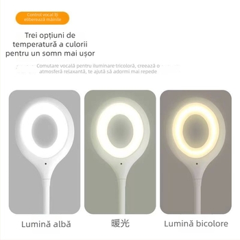 Lumină de noapte inteligentă cu control vocal pentru dormitor, lampă ambientală lângă pat, alimentare USB, prietenoasă cu ochii, design modern minimalist