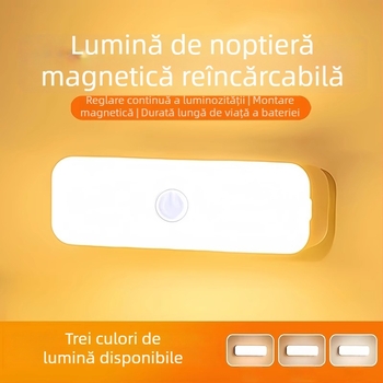 Lampa de noapte LED cu schimbare în trei culori, protecție a ochilor, lampă de noptieră cu prindere magnetică și baterie încorporată