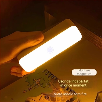 Lampa de noapte LED cu schimbare în trei culori, protecție a ochilor, lampă de noptieră cu prindere magnetică și baterie încorporată
