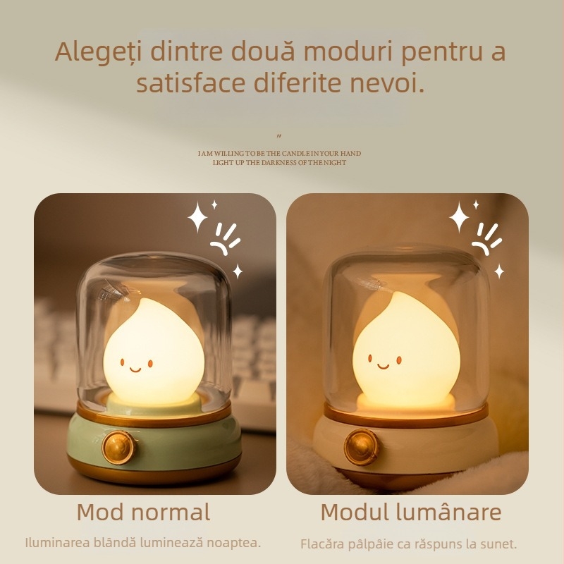 Lampa de noapte în stil vintage, inspirată de o lampă cu kerosen pentru dormitor, lampă ambientală de noptieră