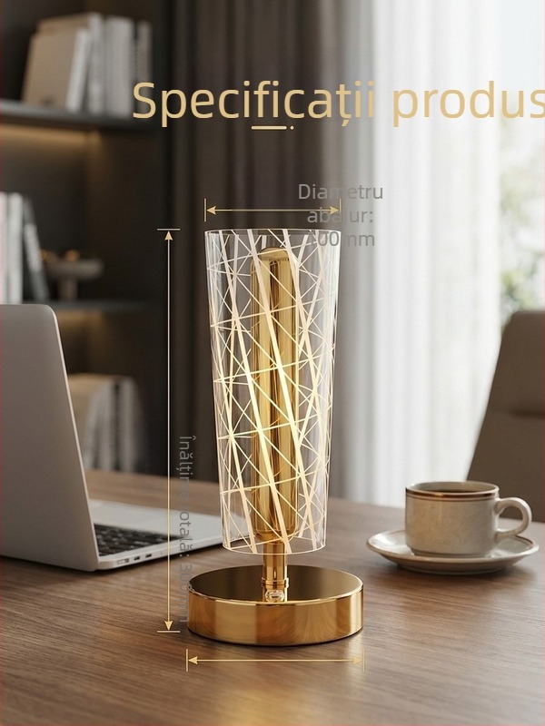 Lampă de noapte cu iluminare ambientală decorativă din acril, stil nordic, reîncărcabilă și conectabilă, dimensiuni 9 x 9 x 22 cm
