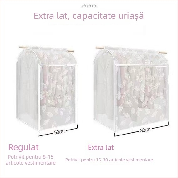 Protecție transparentă împotriva prafului pentru haine, cu design tridimensional, pentru rochii, paltoane și costume
