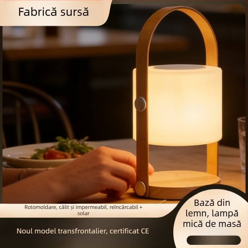 Lampă de noptieră din lemn masiv pentru dormitor, design simplu și contemporan, lampă de noapte portabilă și lampă decorativă de birou