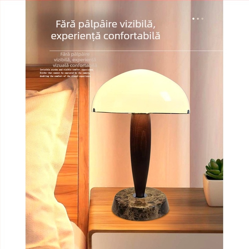 Lampa de masă daneză cu marmură, design de lux pentru living și dormitor, din lemn masiv, lampă decorativă pentru protecția ochilor