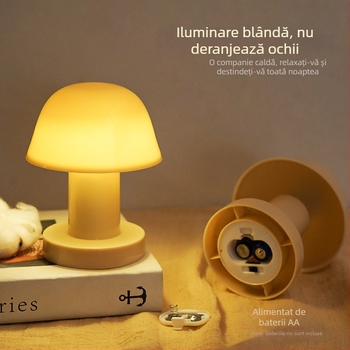 Lumină de noapte cu formă de ciupercă pentru dormitor și cămin, veioză mică de masă, iluminare ambientală caldă, decor pe birou