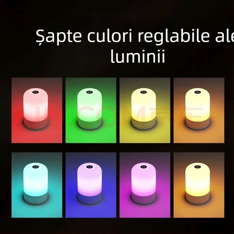 Lampa de noapte pentru dormitor, protecție a ochilor, reîncărcabilă, lampă de noptieră cu comutator tactil, design geometric
