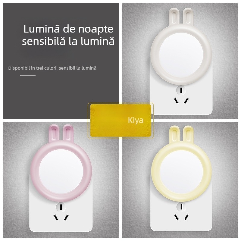 Lampă de noapte personalizată în formă de iepuraș, cu senzor de lumină – veioză de noptieră pentru alăptare noaptea