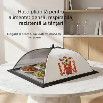 Capac din plasă pentru hrană pentru uz casnic, protecție împotriva prafului și insectelor, pliabil, capac mărit pentru resturi de mâncare pe masă, respirabil.