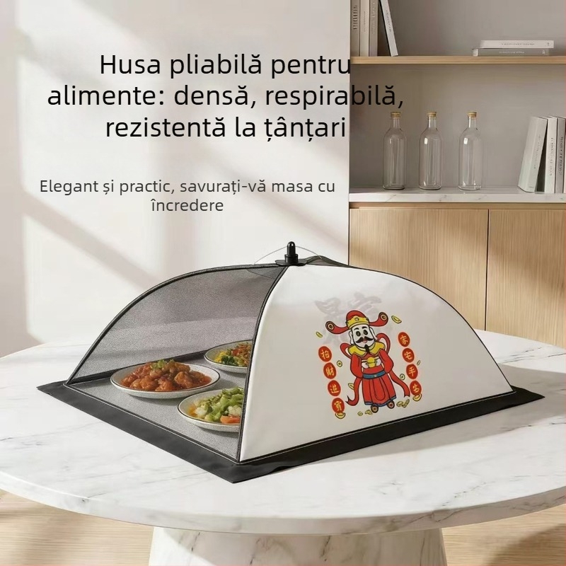Capac din plasă pentru hrană pentru uz casnic, protecție împotriva prafului și insectelor, pliabil, capac mărit pentru resturi de mâncare pe masă, respirabil.