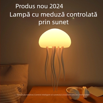 Lampă-meduză cu control vocal, patentată, lumină în mișcare, alimentare pe baterii