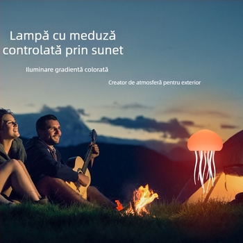 Lampă-meduză cu control vocal, patentată, lumină în mișcare, alimentare pe baterii