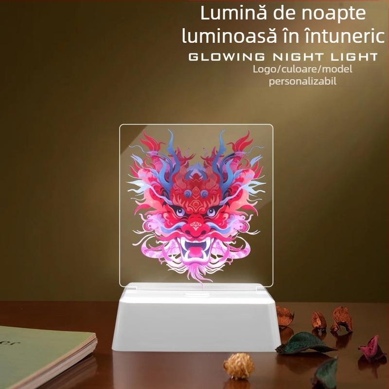 Lampa de noapte acrilică DIY pentru birou, cu modele imprimabile