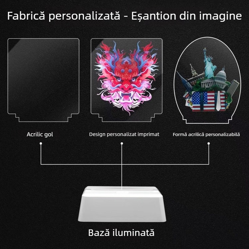 Lampa de noapte acrilică DIY pentru birou, cu modele imprimabile