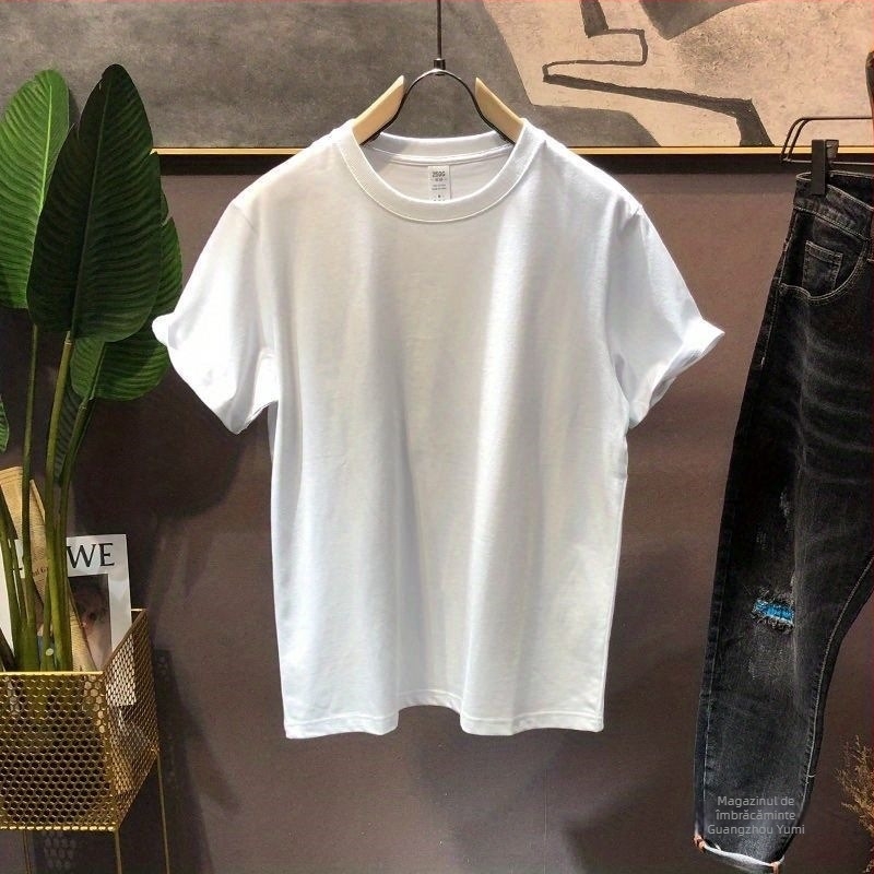 Tricou bărbați cu mânecă scurtă, ice silk, casual, culoare solidă, guler rotund, stil japonez, primăvară-vară 2025