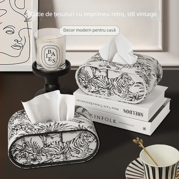 Cutie de șervețele din piele, cu design pădure vintage, pentru sufragerie și dormitor