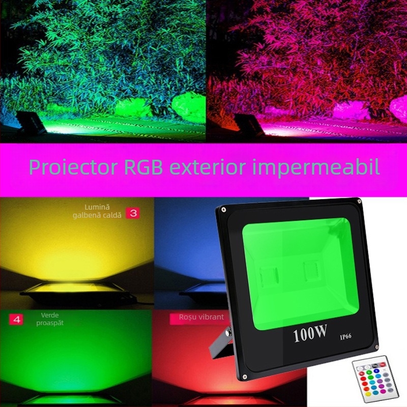 Proiector LED RGB pentru exterior, iluminare a copacilor, 10W, carcasă din aluminiu, IP65, fascicul 120°, lumină multicoloră