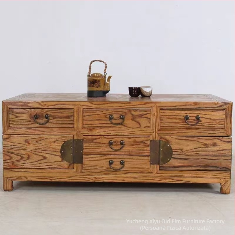 Bufet vintage din lemn de ulm, cu sertare, pentru living