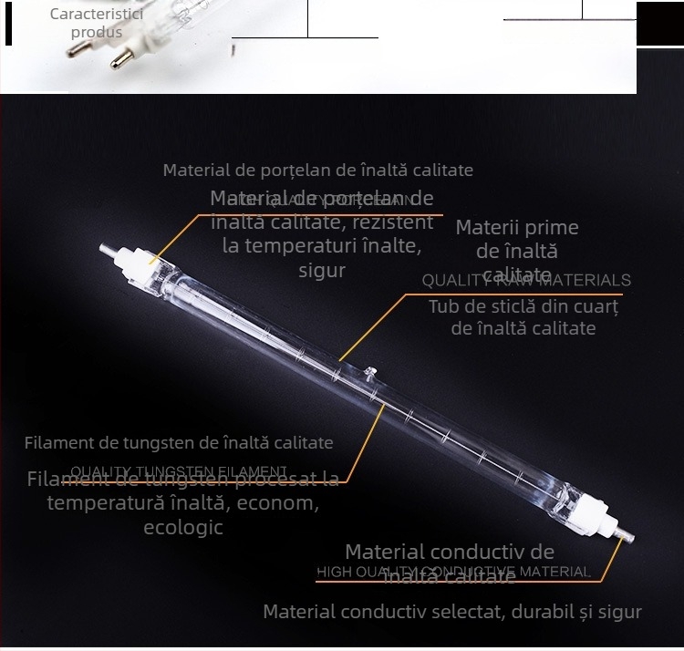 Tubă lampă cu clips 1000W wolfram iod, lampă halogenă, 220V cu suport filament